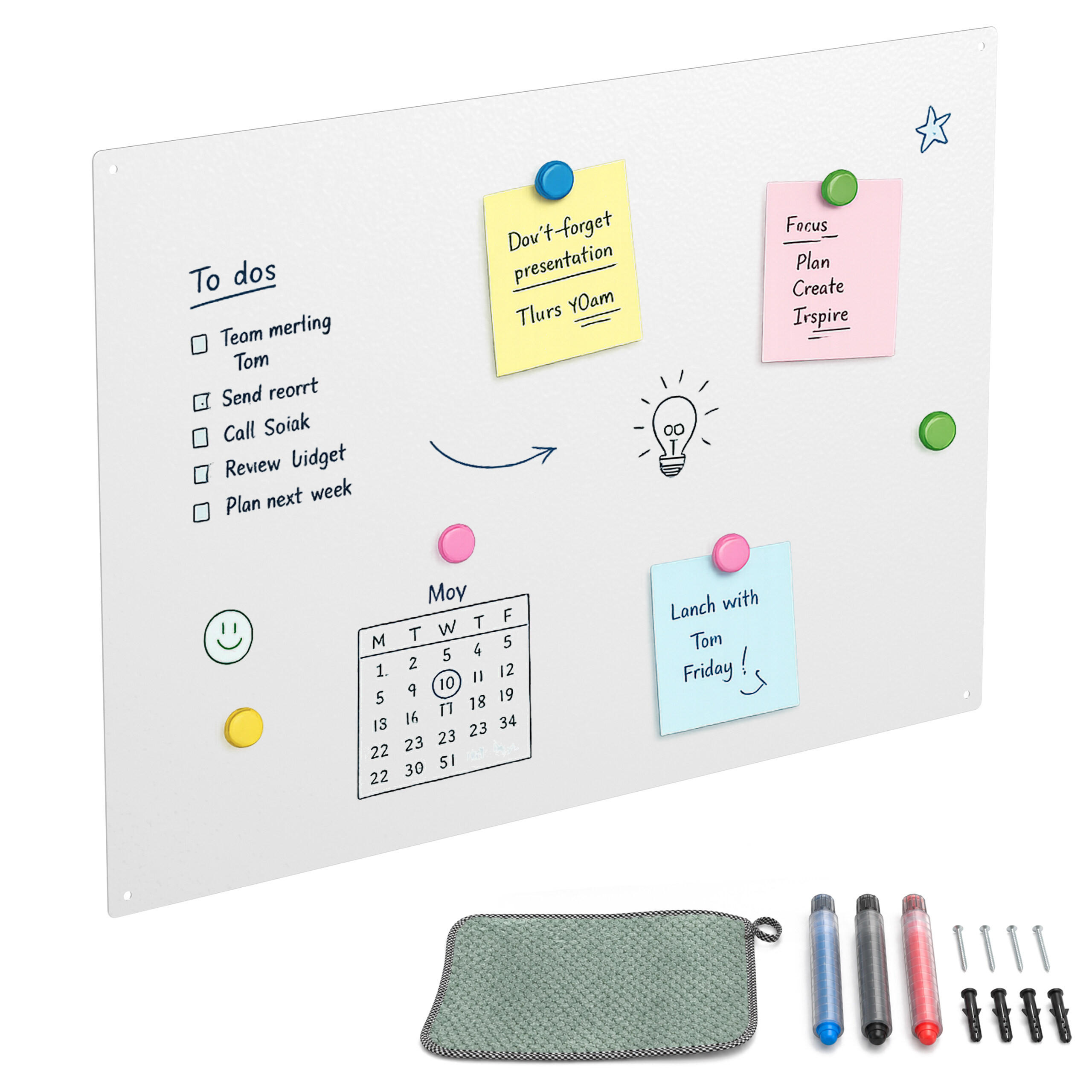 MAGNETTAFEL Weiß Stahl beschreibbar 60x40 cm - Weiß, Metall (60/40/0.1cm) - Relaxdays