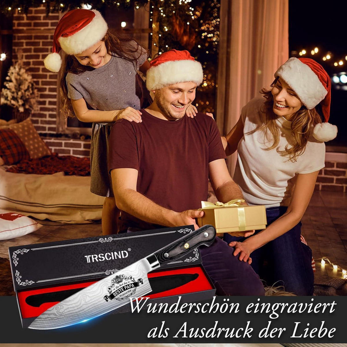 KOCHMESSER Edelstahl mit Lasermuster - Silberfarben, Metall (37.5cm)