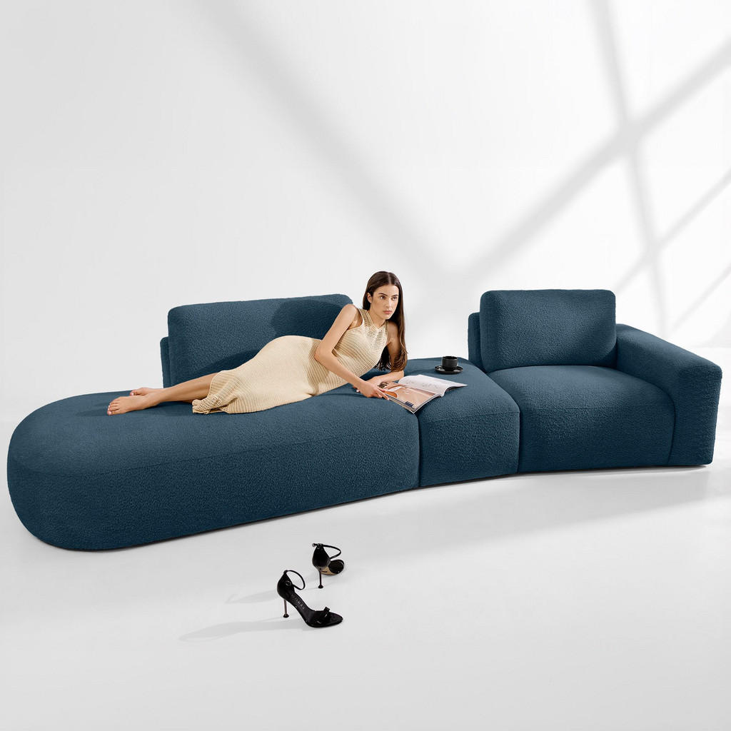 Thumbnail - Konsimo® 4-Sitzer, Dunkelblau, Textil, L-Form, 350x84x105 cm, Wohnzimmer, Sofas & Couches, Sofas