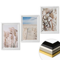 WANDBILDER 3er-Set - 40x60 cm Weißer Rahmen - Strandmuscheln Seegras - Weiß, Kunststoff (40/60cm) - ArtPrintCave