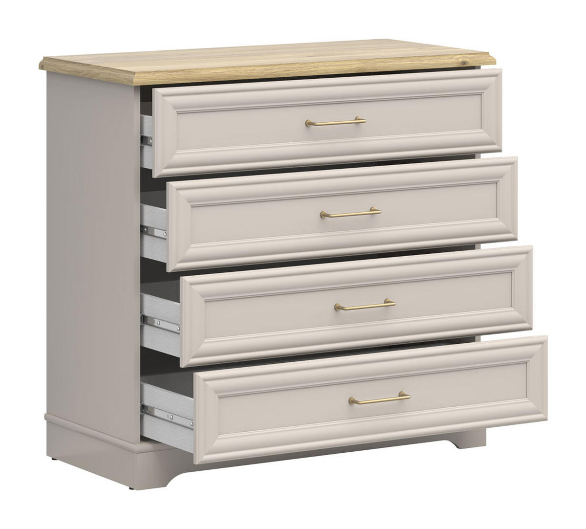 SCHUBLADENKOMMODE Anga Kaschmir / Mauvella Eiche 94 / 44 / 89,5cm - Goldfarben/Braun, Holz/Holzwerkstoff (94/90/44cm) - Feldmann-Wohnen