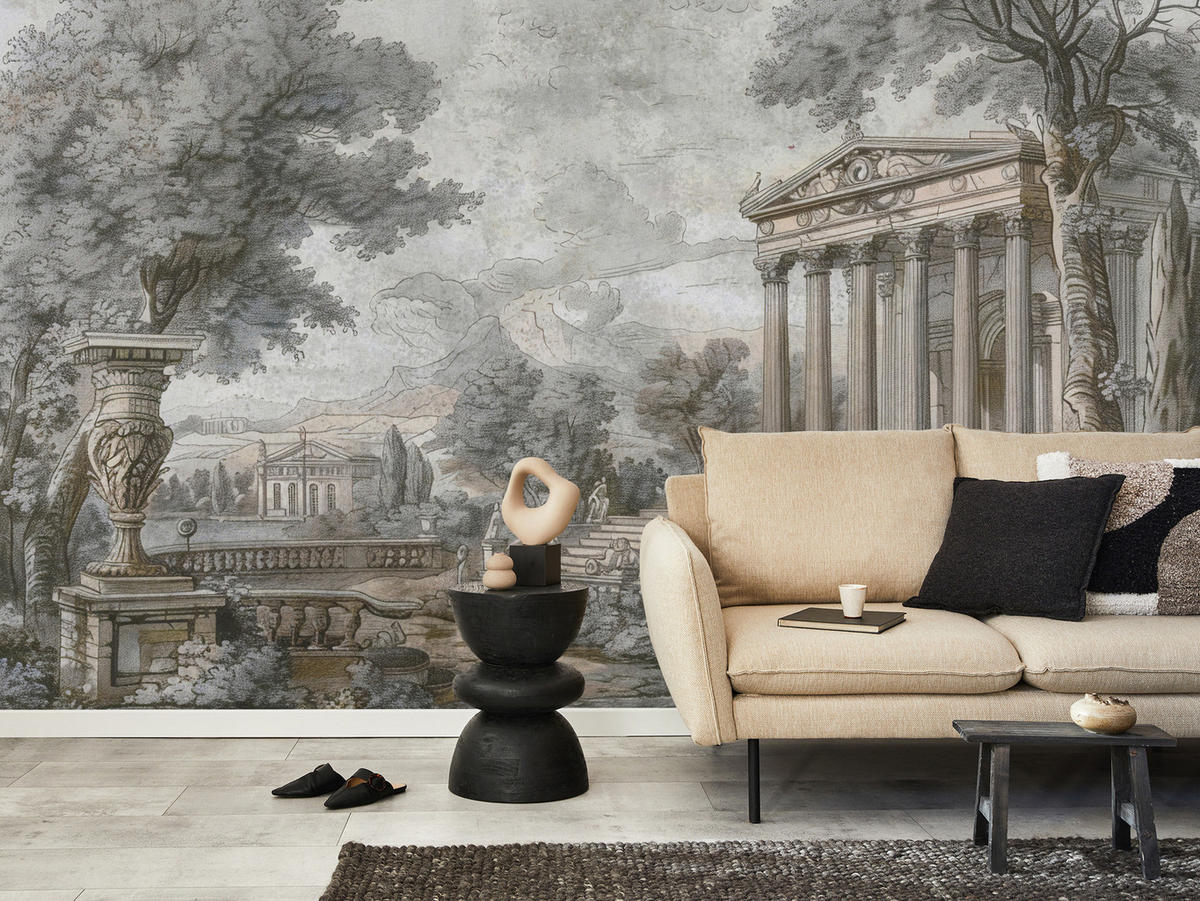 FOTOTAPETE Antike Architektur Bäume Landschaft 350x256 - Beige/Braun, Papier (350/256cm) - Muralo