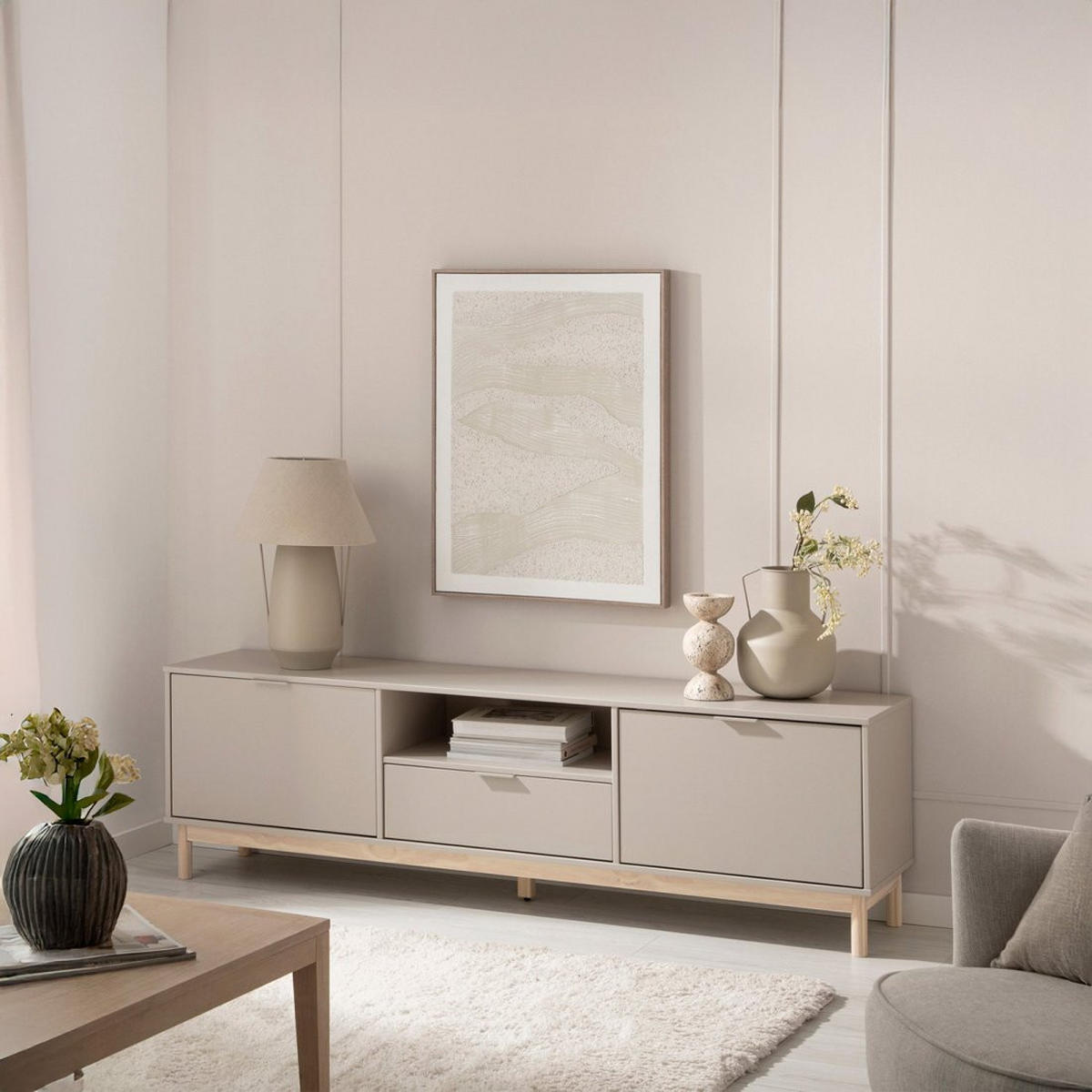 TV-ELEMENT Elian Grau 180 cm x 53 cm - Grau, Holzwerkstoff (180/53/39cm) - Klast Home