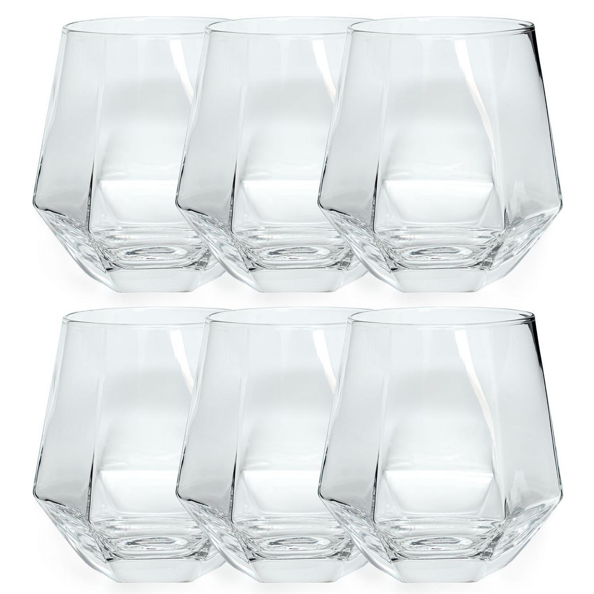 TRINKGLAS SET im Hexagon Design 240 ml (6-tlg) - Transparent, Glas - Intirilife