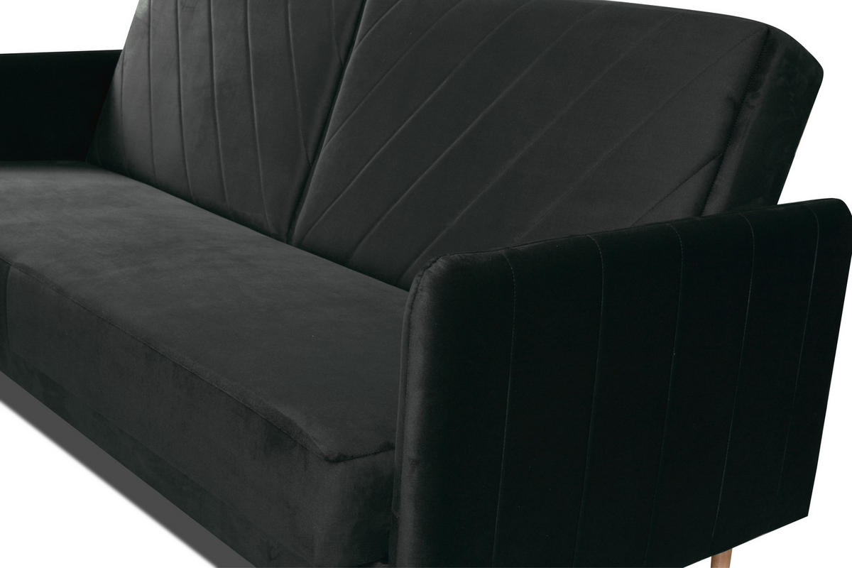 SCHLAFSOFA Vesto Schwarz Velours - Bettkasten - 207x93 cm - Schwarz, Holz/Holzwerkstoff (207/93/93cm) - Ravio