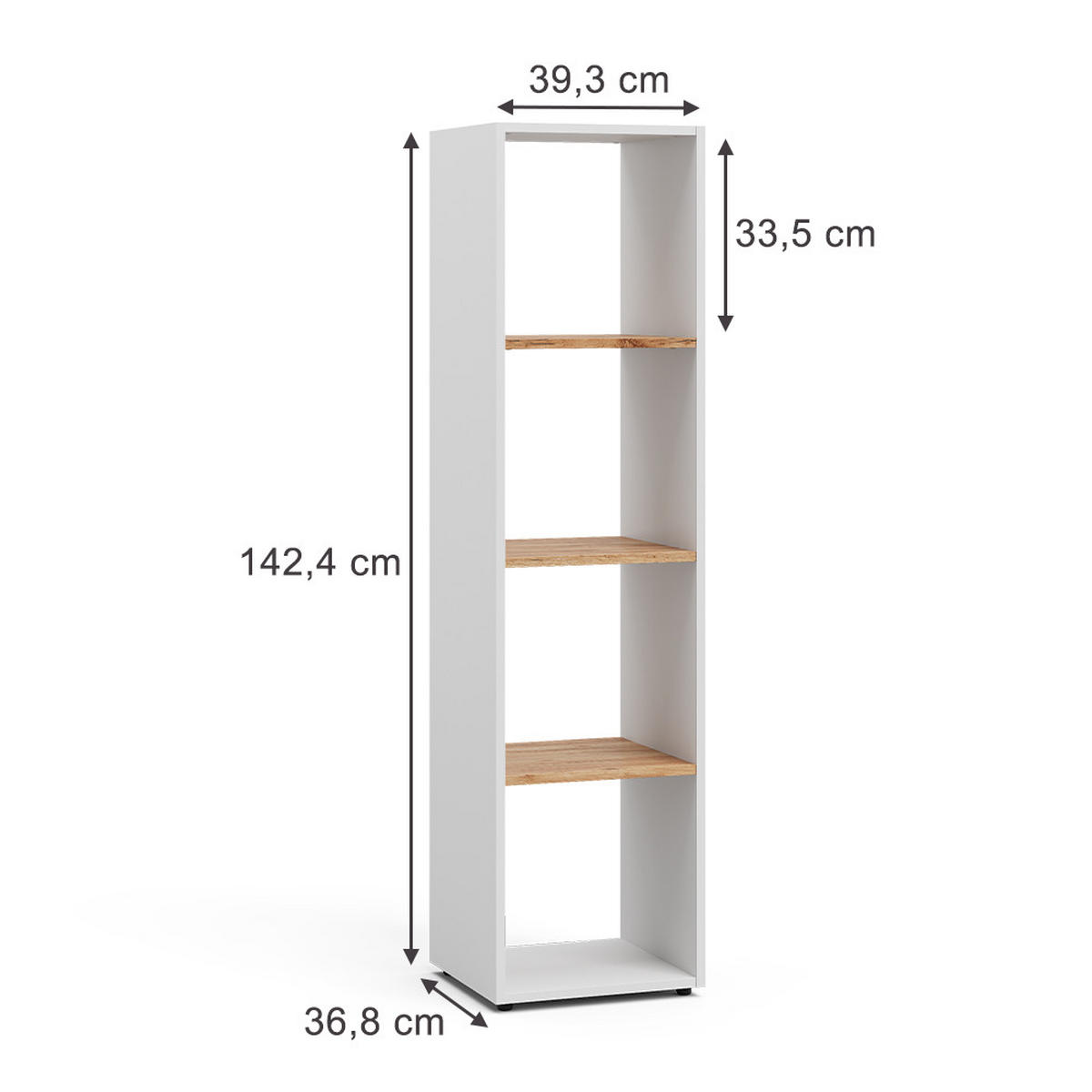 RAUMTEILER Ludus Weiß/Goldkraft Eiche 36.8 x 144.9 cm - Honigeiche/Weiß, Holzwerkstoff (36.8/144.9/33.8cm) - Vicco