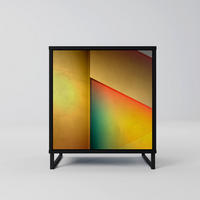 SIDEBOARD PIERCING SHARPNESS, Schwarz, 57,5x42x67,5 cm, Schwarze Metall-Rahmenfüße - Multicolor/Schwarz, Holzwerkstoff/Metall (57.5/67.5/42cm) - SpaceRebels