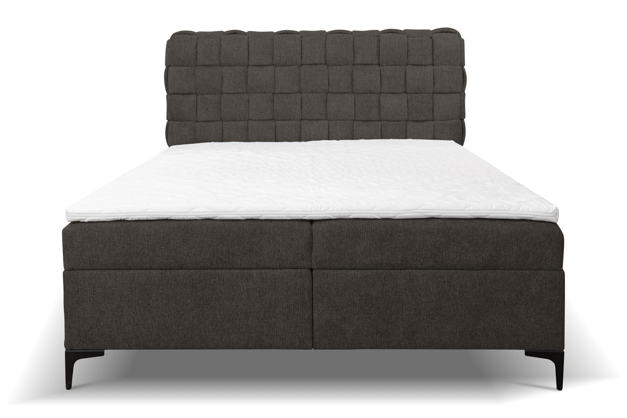 BOXBETT ROMA mit zwei Bettkästen H2/H3 Matratze und Topper 180 x 200 cm - Dunkelgrau, Holzwerkstoff (180/200cm) - VENASI MÖBEL