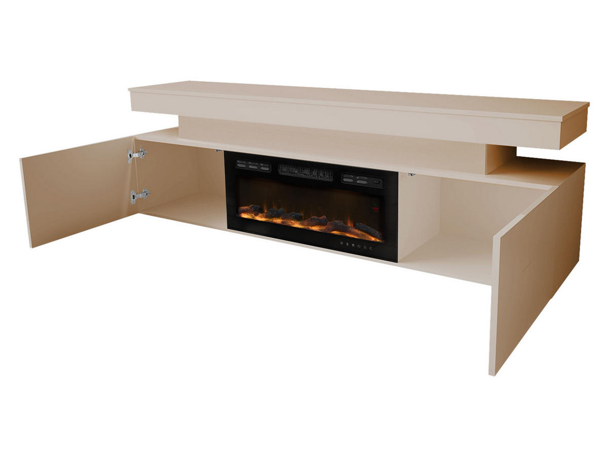 TV-LOWBOARD EF 2D Glossa Bis mit Kamin - Sandfarben, Holzwerkstoff/Kunststoff (190/59/41cm) - MIRJAN24