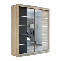 SCHWEBETÜRENSCHRANK 180 cm KOMFORT Farbe:Sonoma,schwarz - Schwarz/Braun, Holzwerkstoff (180/215/59.5cm) - A&J MöbelLand