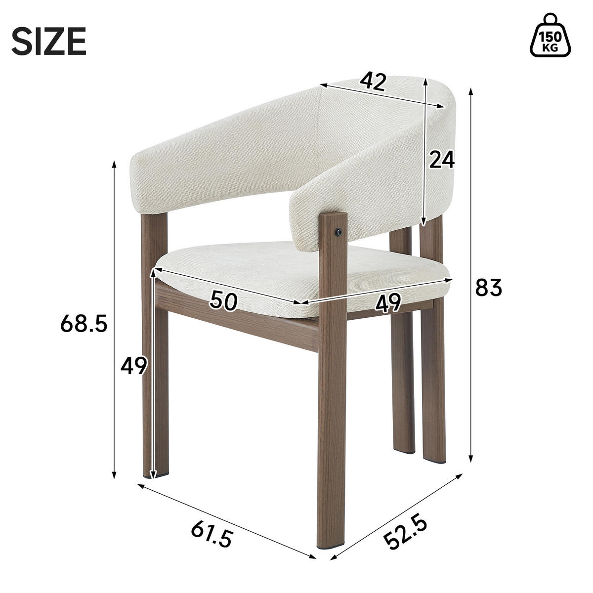 ESSZIMMERSTUHL 2er-Set mit Armlehnen Walnuss/Beige - Walnussfarben, Holz (52.5/83/61.5cm) - Meubliv