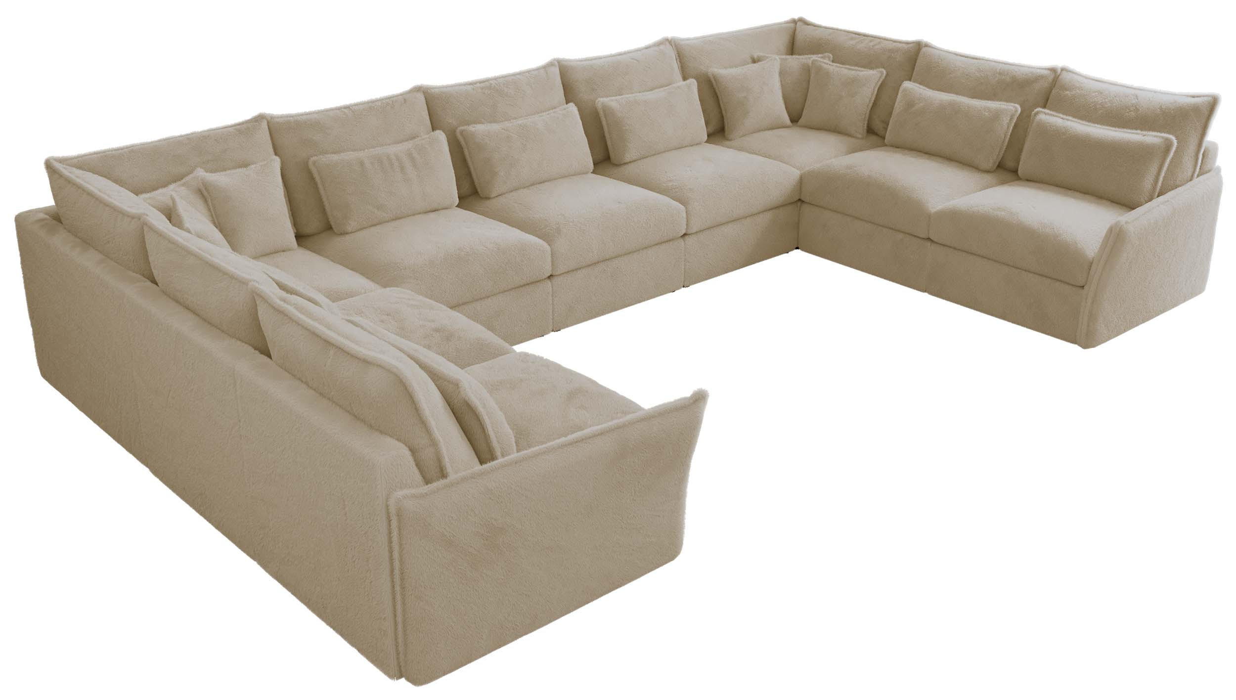 WOHNLANDSCHAFT VERSO U 9M Creme Plüsch - Beige/Creme, Kunststoff/Textil (442/93/270cm) - MKS