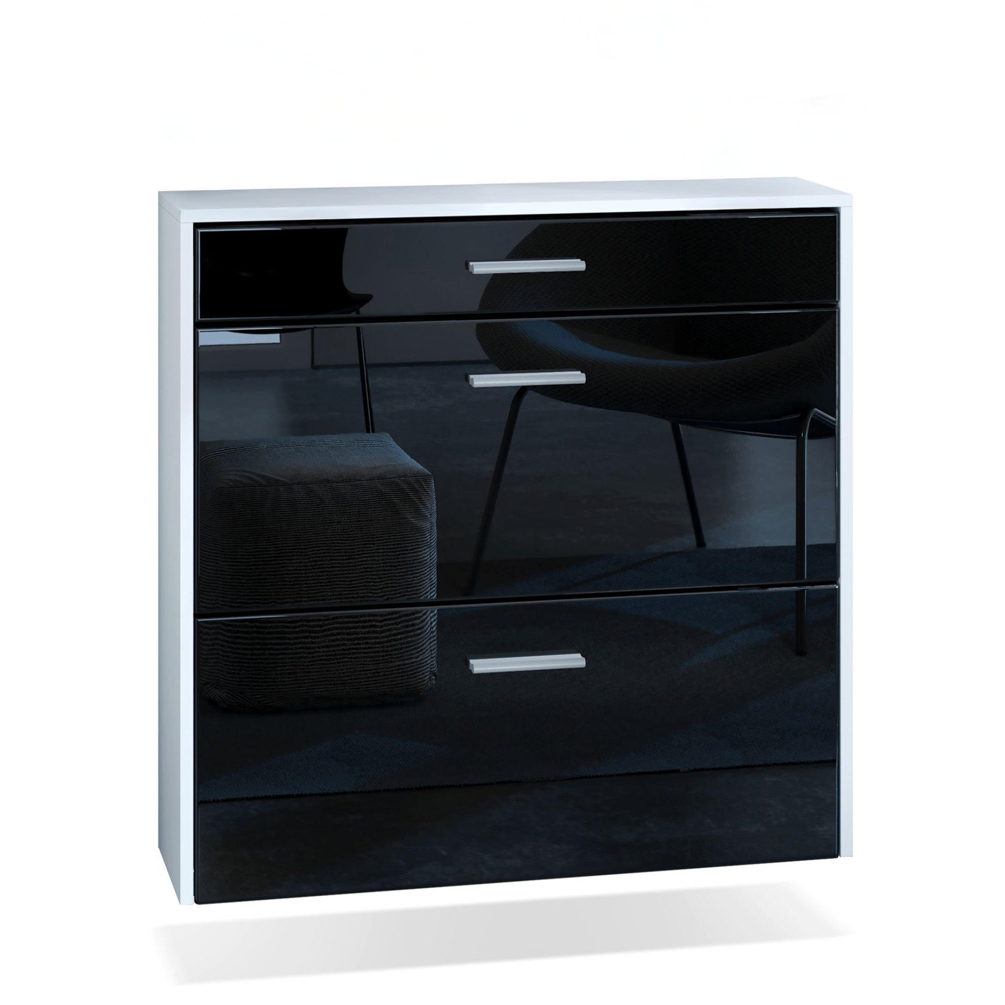 InnoFurn Hängender-Schuhschrank Schwarz Hochglanz 89x87x23 cm