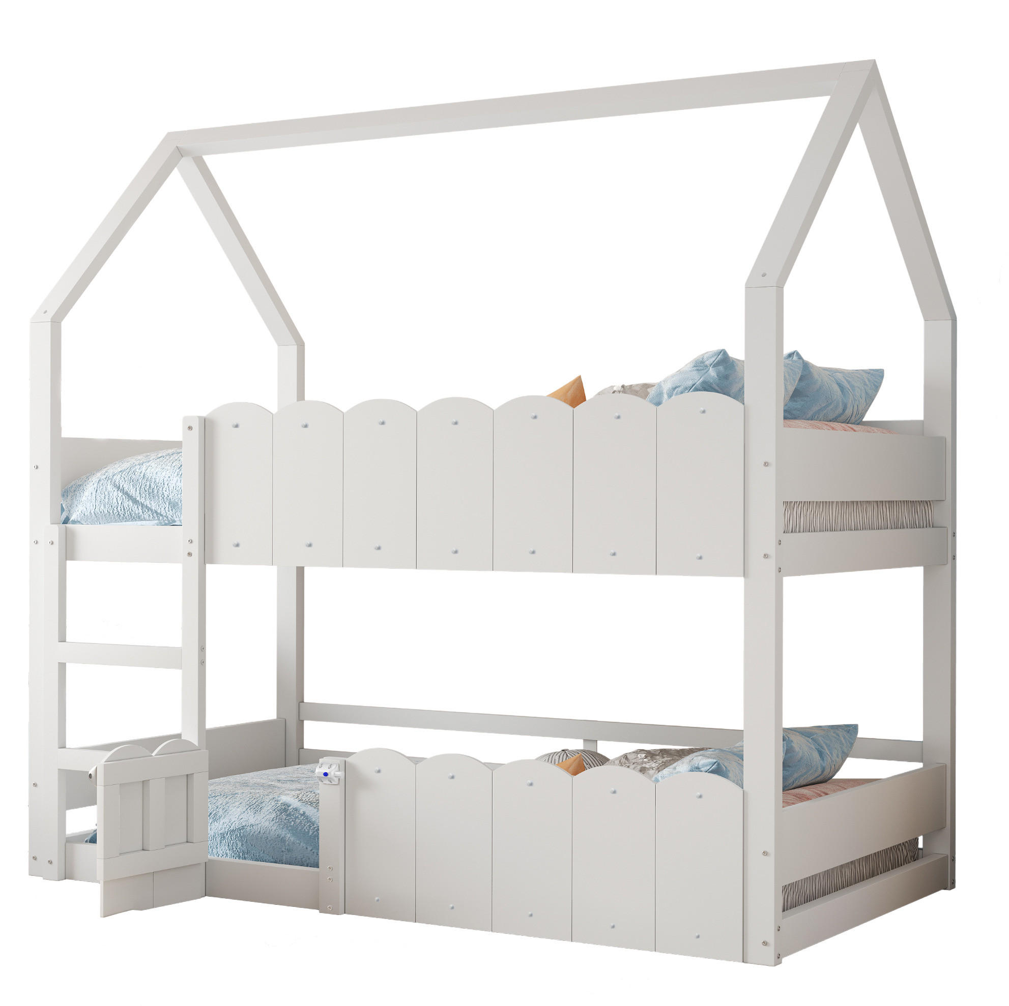 ETAGENBETT im Hausdesign 90x200 cm Holz Weiß - Weiß, Holzwerkstoff (90/200cm) - Beauniv
