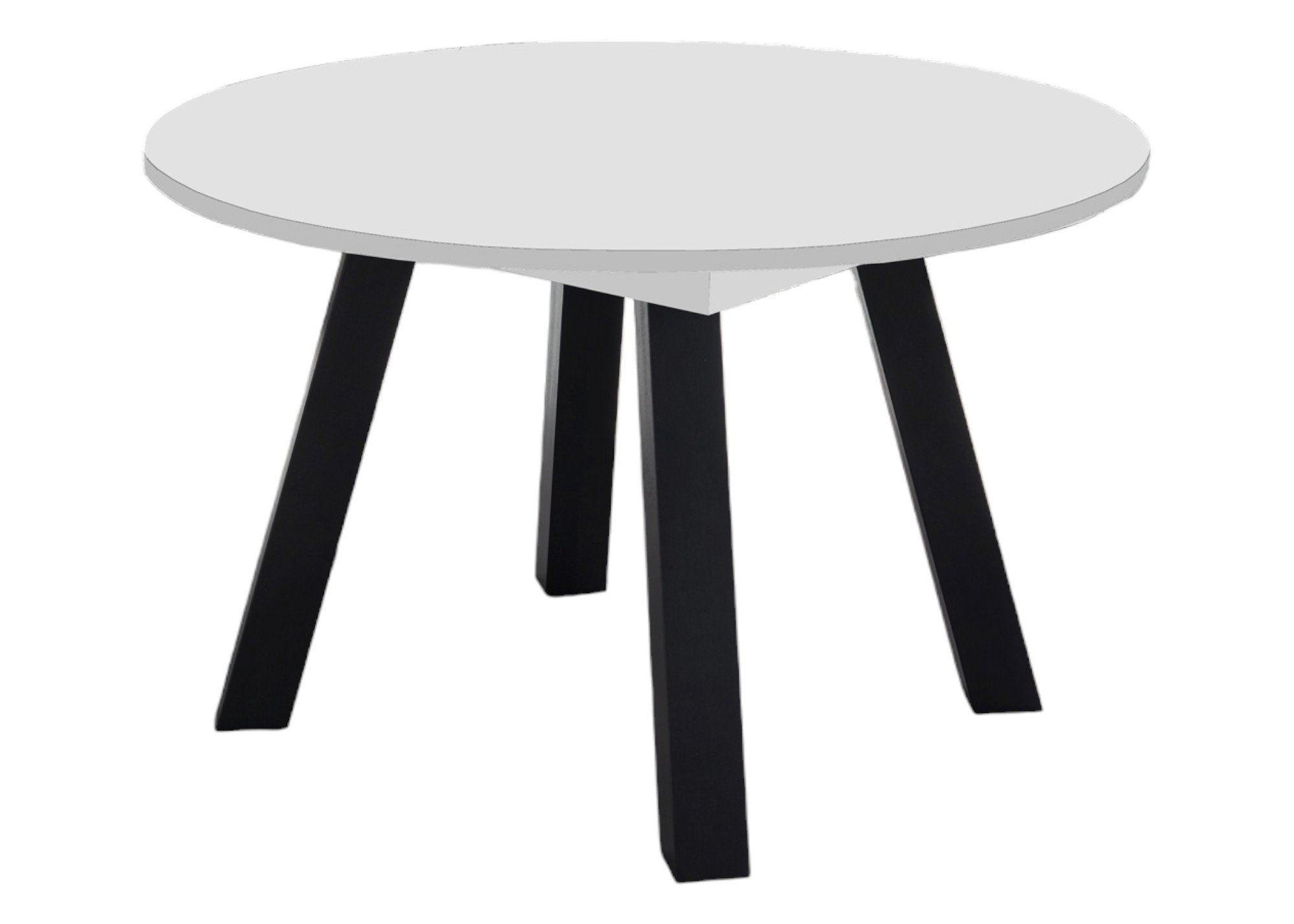ESSTISCH Rund ausziehbar Edda 3 110 x 110 x 78 Küchentisch Schwarzstahl/Weiß Matt Lack - Weiß, Holz (110/110/78cm) - 58aufmkessel