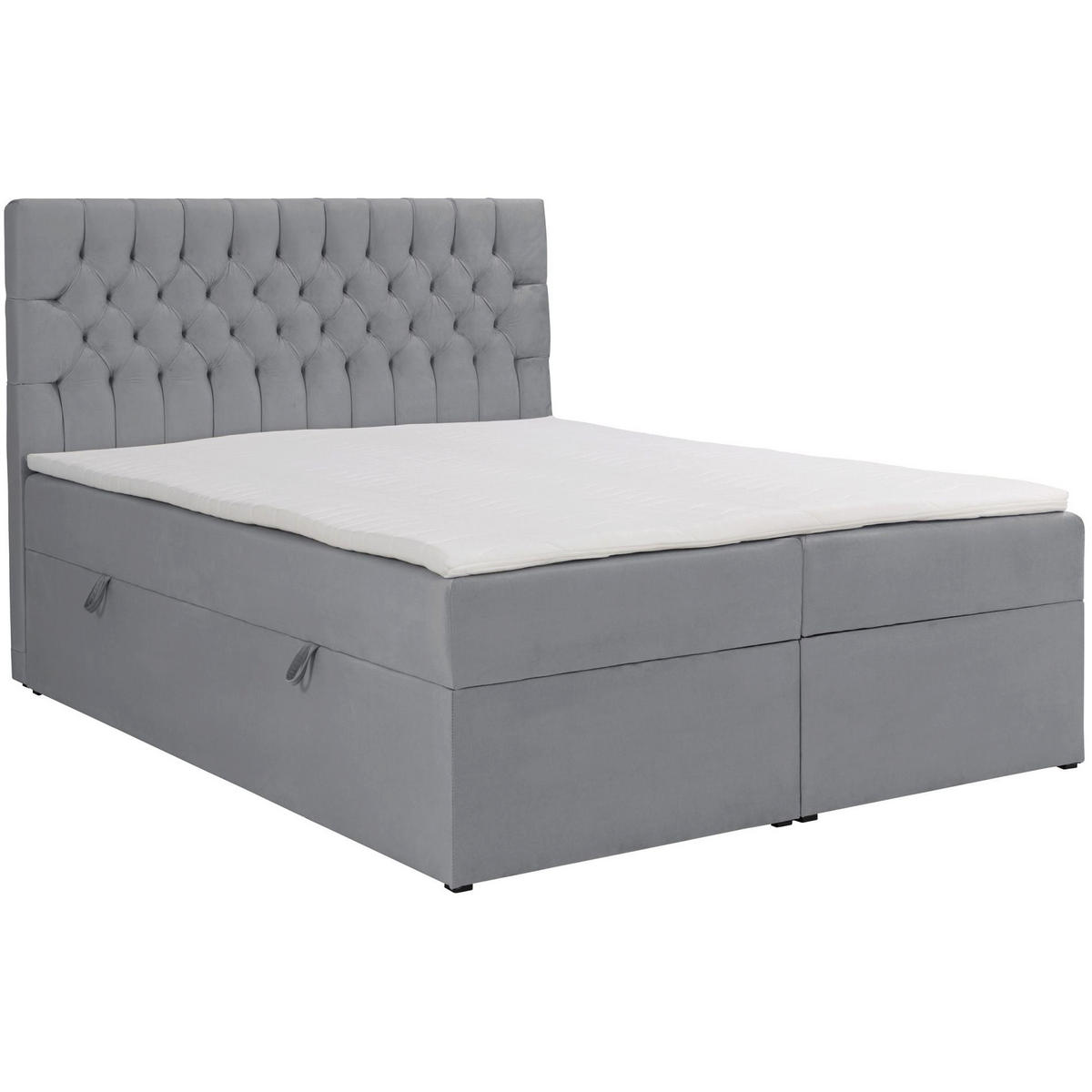BOXBETT Daissy Grau Samt 180x200 cm - Grau, Textil (180/200cm) - Selsey