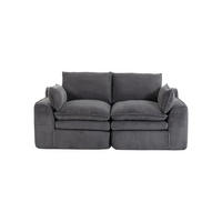 2-SITZER SOFA Cord Dunkelgrau mit Kissen und Seitentaschen - Dunkelgrau, Textil (191/85/94cm) - WISHDOR
