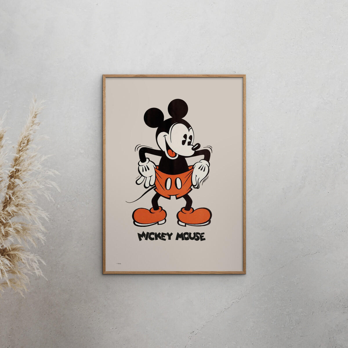 POSTER mit Rahmen Disney - Disney - Mickey Mouse Vintage No. 02 - Eichefarben/Beige, Holz/Papier (70/100cm) - Poster&Frame