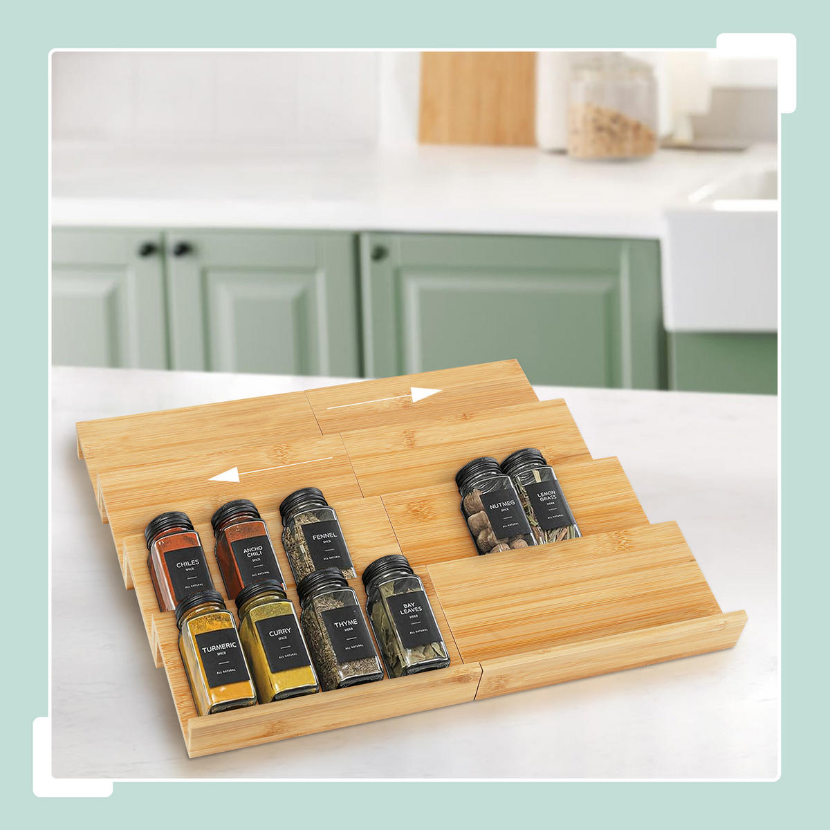 8XGEWÜRZREGAL - Hellbraun, Holz (20/4/11.5cm) - Relaxdays