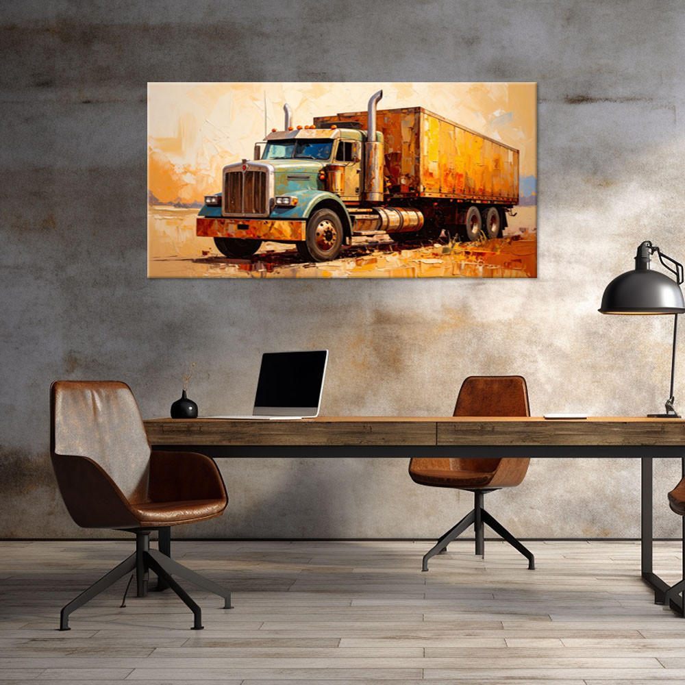 LEINWANDBILD Amerikanischer Truck 120x60cm - Beige, Textil (120/60cm) - Feeby