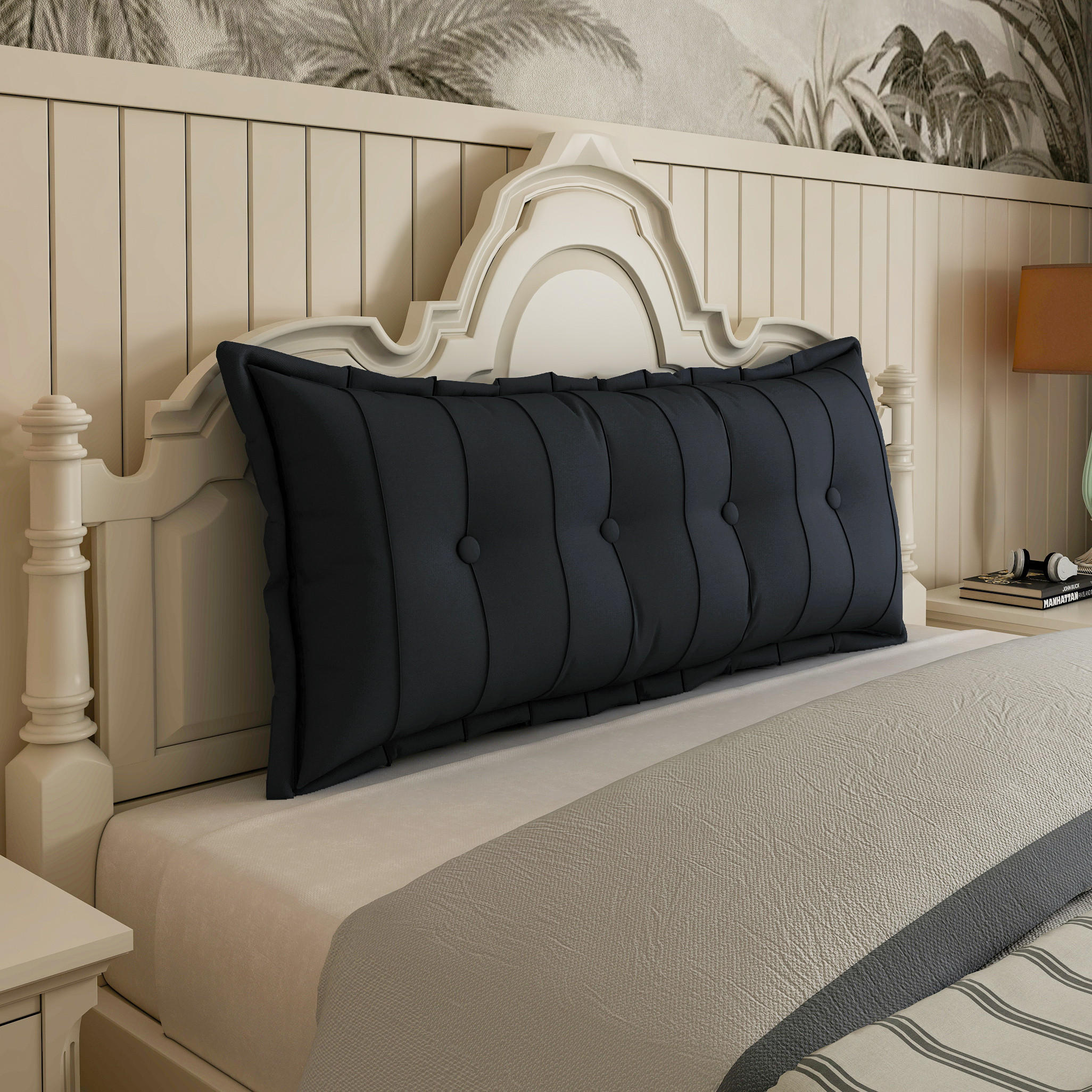 RÜCKENKISSEN Plüsch Schwarz 120 cm - Schwarz, Textil (50/120cm) - Vercart