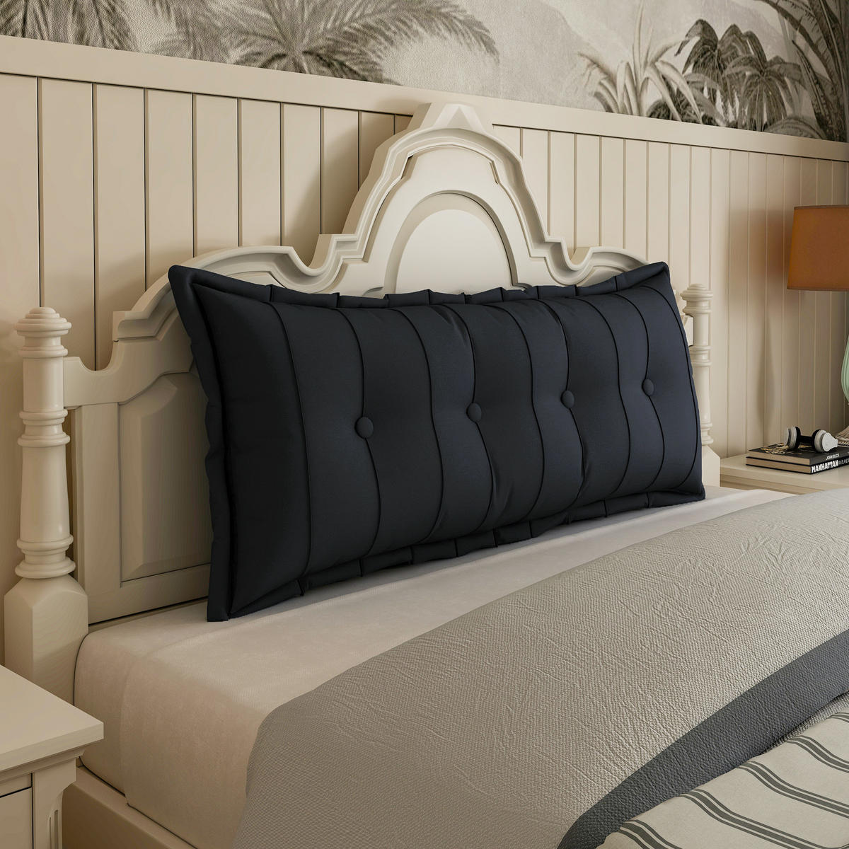 RÜCKENKISSEN Plüsch Schwarz 140 cm - Schwarz, Textil (50/140cm) - Vercart