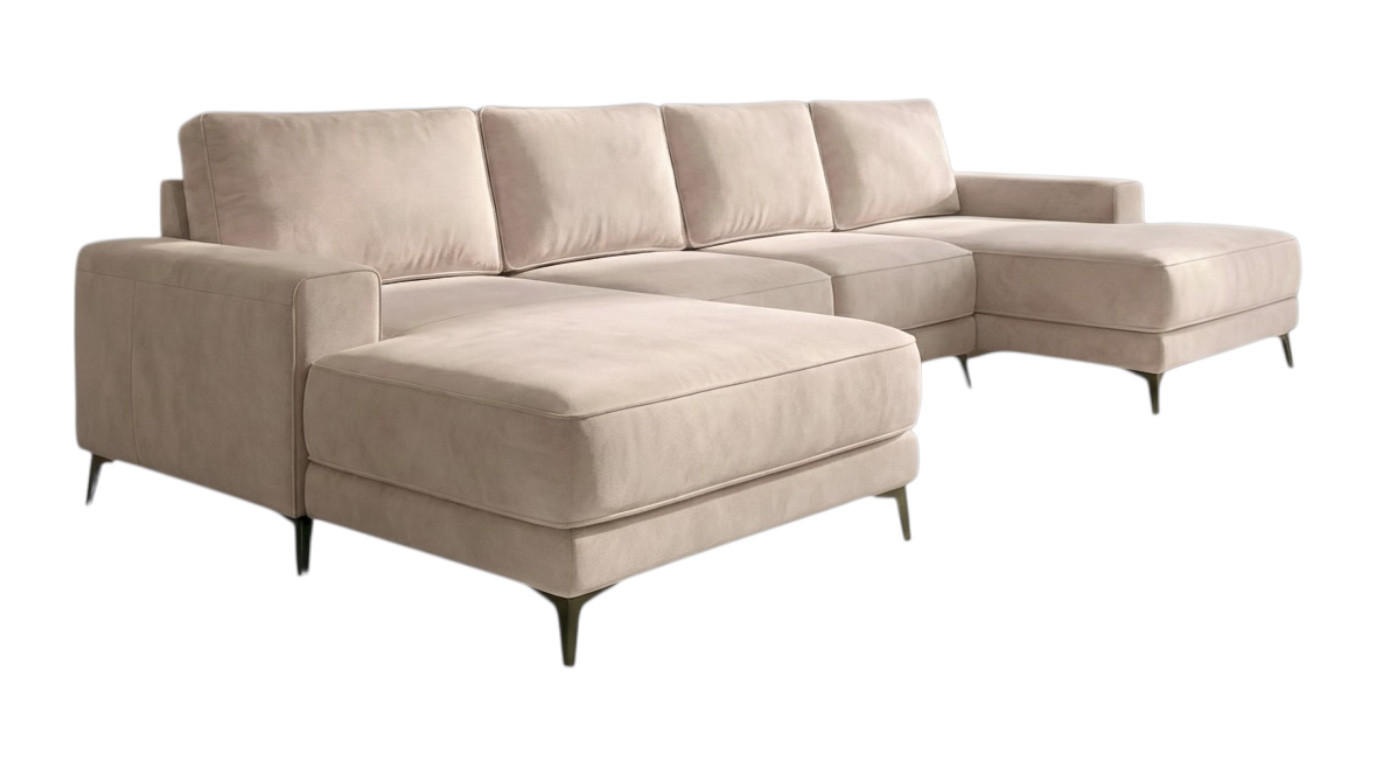 ECKSOFA VALTOR 320 cm x 185 cm – Stoff: VELUTTO Beige 2 Farbe: Beige - Beige, Textil (320/185cm) - A&J MöbelLand