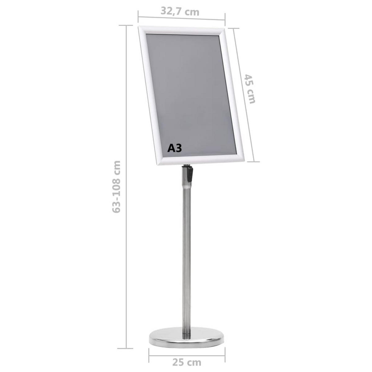 A3-PLAKATSTÄNDER Silbern Aluminiumlegierung - Silberfarben, Metall (25/108/25cm) - vidaXL