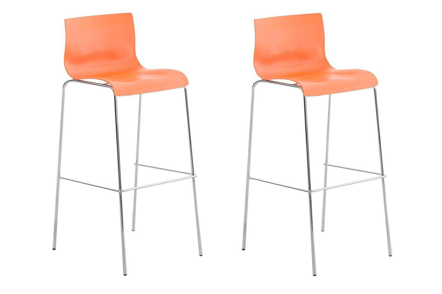 BARHOCKER 2er Set Kunststoff orange - Chromfarben/Orange, Kunststoff/Metall (43/100/48cm) - CLP