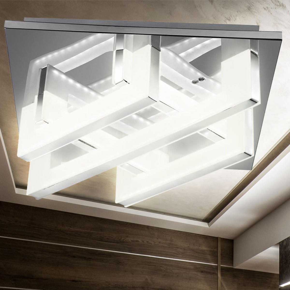 LED DECKENLEUCHTE BRIDGE Chrom Silber - Silberfarben, Metall (30/30/10cm) - Esto