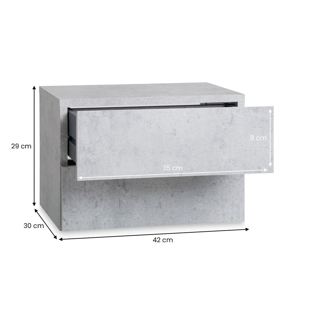 HÄNGENDER NACHTTISCH ANNI - Grau, Holzwerkstoff (42/29/30cm) - CARO-Möbel