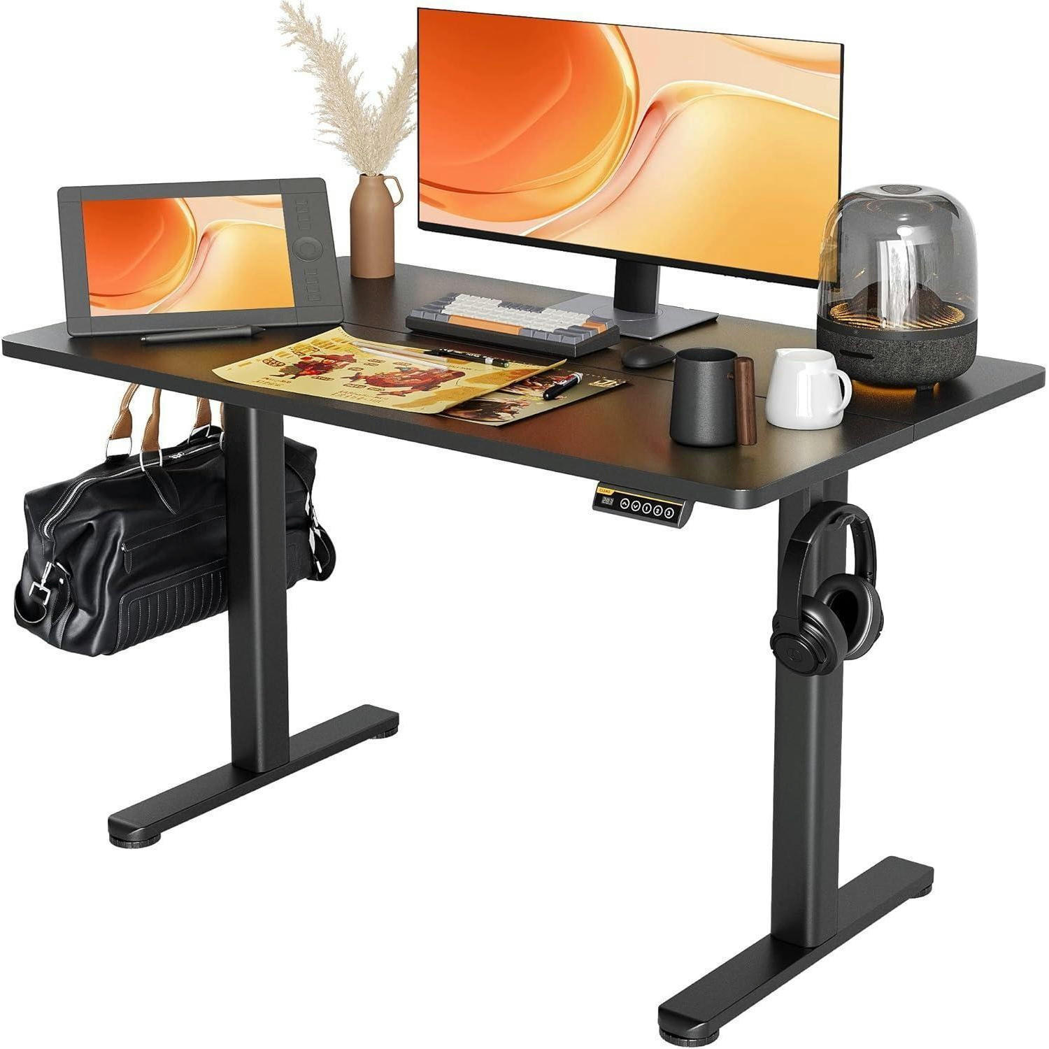 SCHREIBTISCH höhenverstellbar elektrisch Schwarz 120x60 cm - Schwarz, Metall (60/120/118cm)