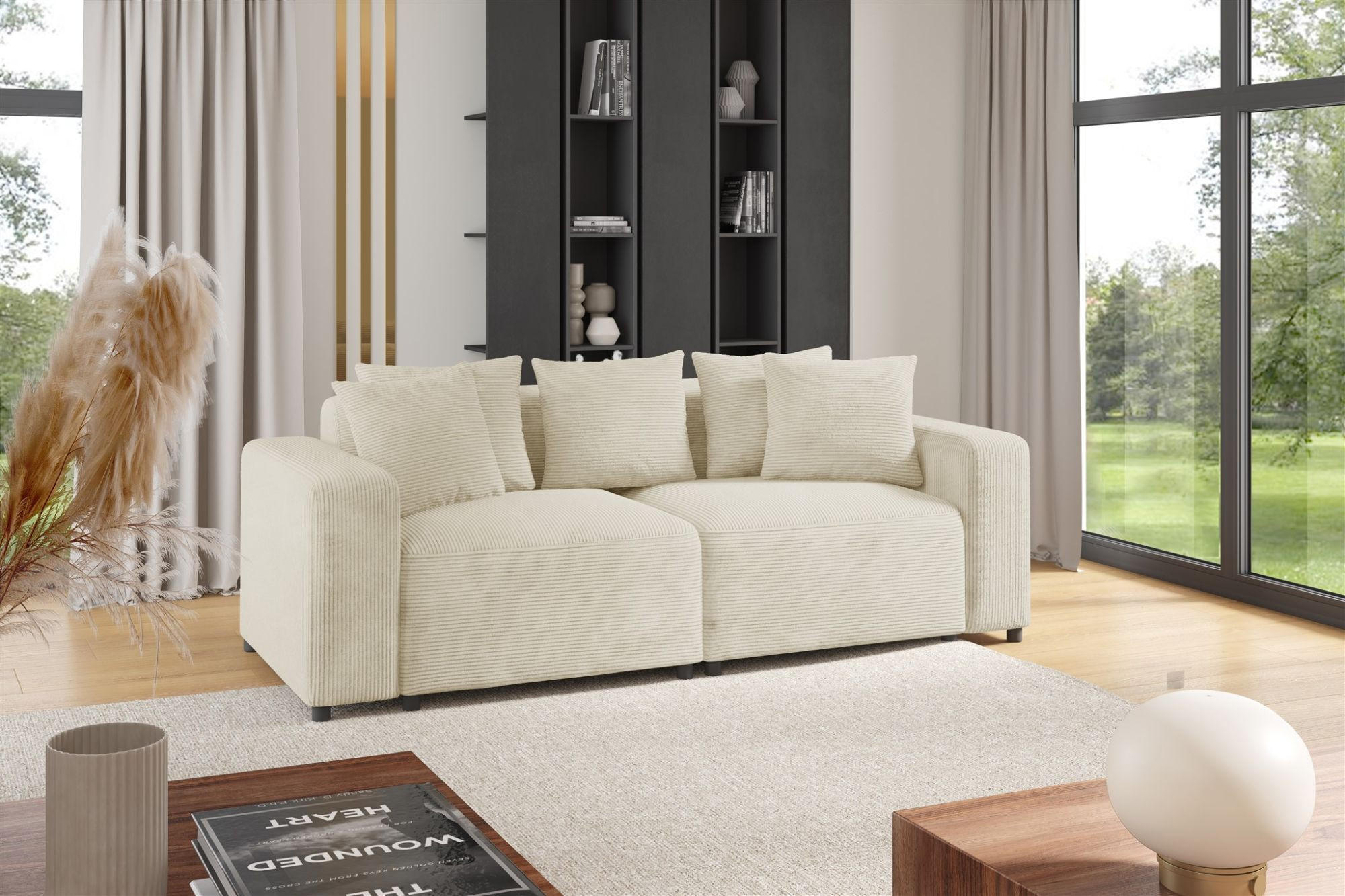 SOFA Megan 2-sitzer In Poso - Creme, Holzwerkstoff/Textil (236/75/98cm) - Fun Möbel