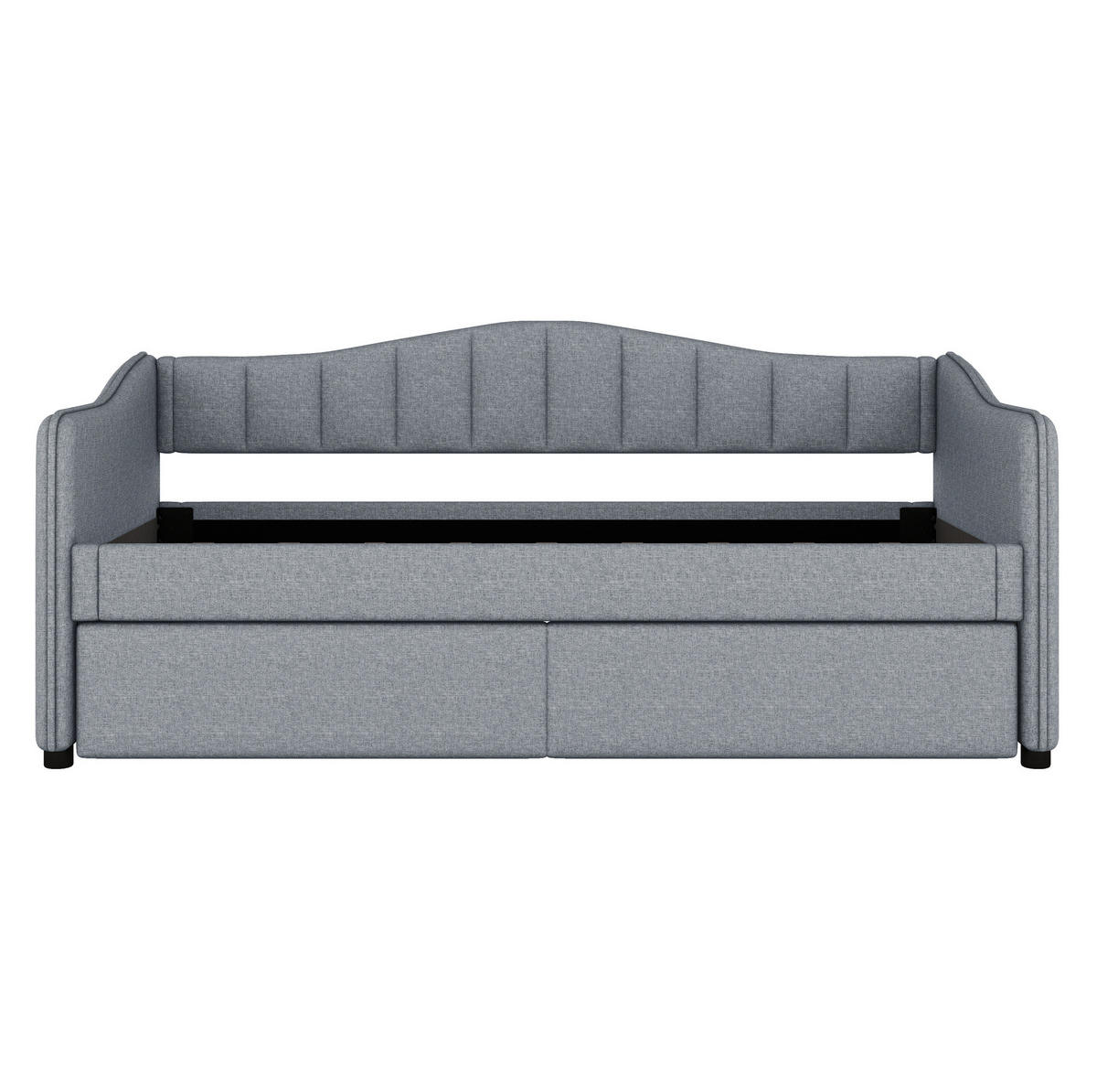 POLSTERBETT 90/200 cm mit LED-Beleuchtung und ausziehbarem Rollbett in Grau - Grau, Textil (90/200cm) - BEAOK