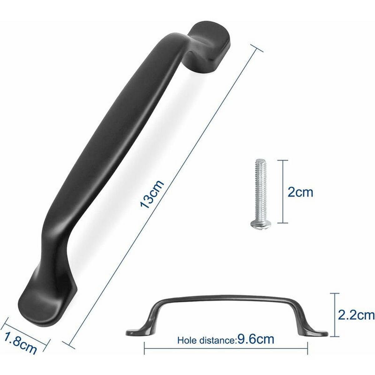 MÖBELGRIFF Schwarz 10er-Set 96 mm Aluminium - Schwarz, Metall (1.6/1.8/13cm)