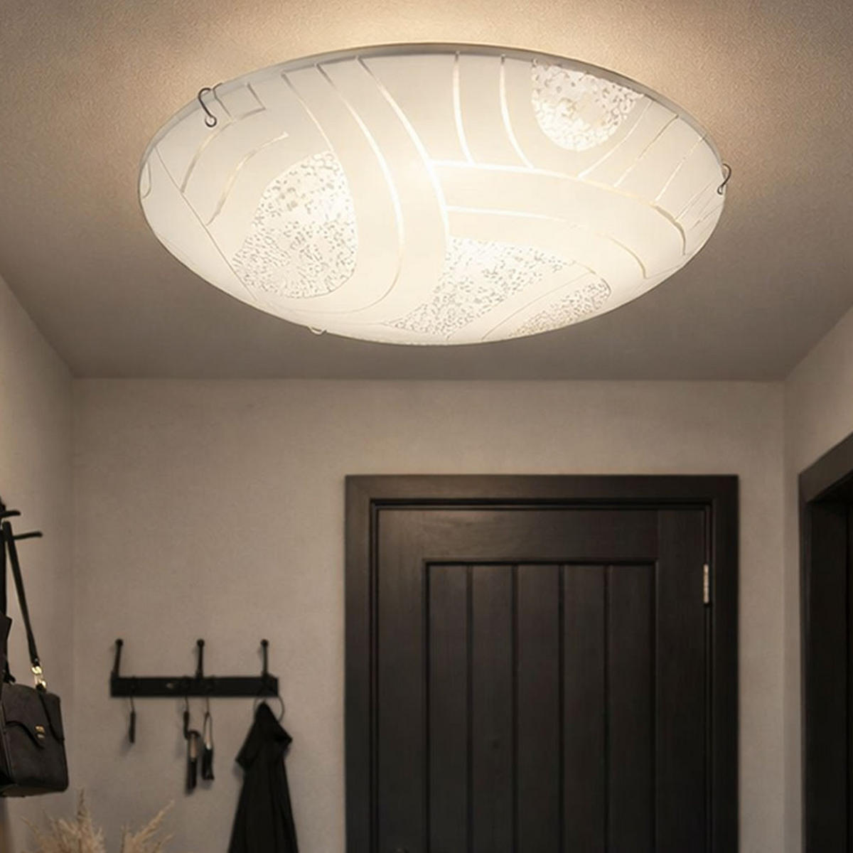 LED DECKENLEUCHTE Metall Weiß Kristalloptik 2er Set - Weiß, Glas (25/25/8cm) - Globo Lighting