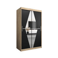 SCHWEBETÜRENSCHRANK 200/120/62 2-türig - Silberfarben/Schwarz, Holz/Kunststoff (120/200/62cm) - Abiks Möbel