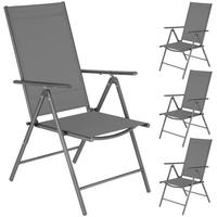 GARTENSTUHL 4er Set Marcellino, 54,5 x 65 x 107,5 cm, anthrazit - Anthrazit/Grau, Metall (54.5/107.5/65cm) - tectake