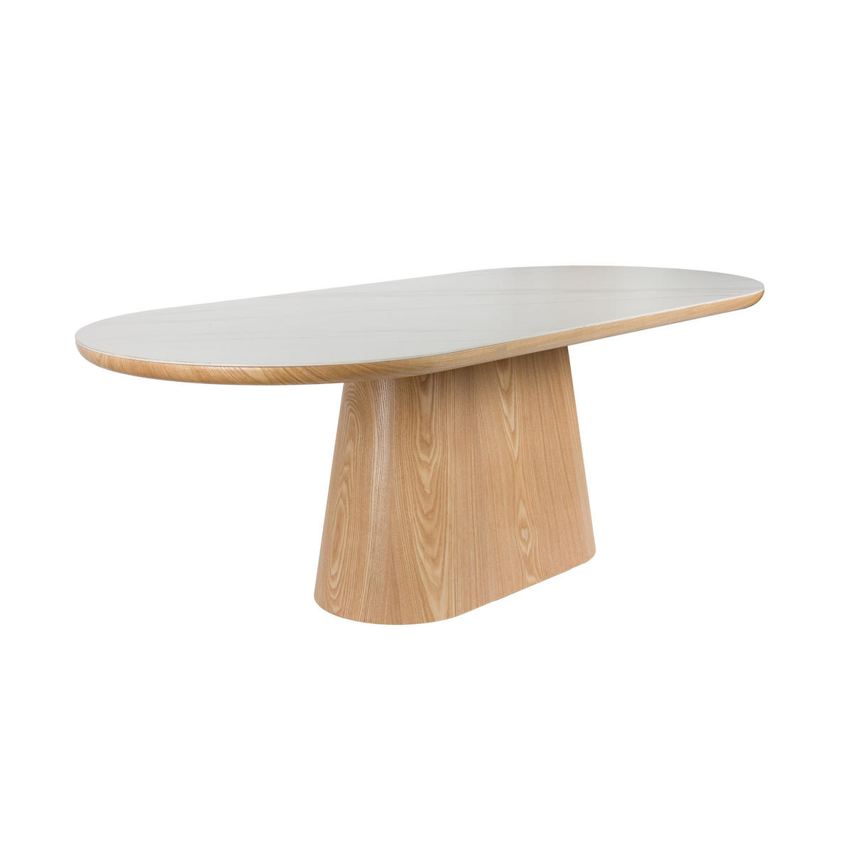 ESSTISCH Almira Oval 180 cm Weiß/Braun - Naturfarben, Stein (180/90/77cm) - Housecraft Living