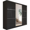 SCHWEBETÜRENSCHRANK Viva 240/216/61 schwarz mit Spiegel und Schubladen - Schwarz, Holzwerkstoff (240/216/61cm) - Beautysofa