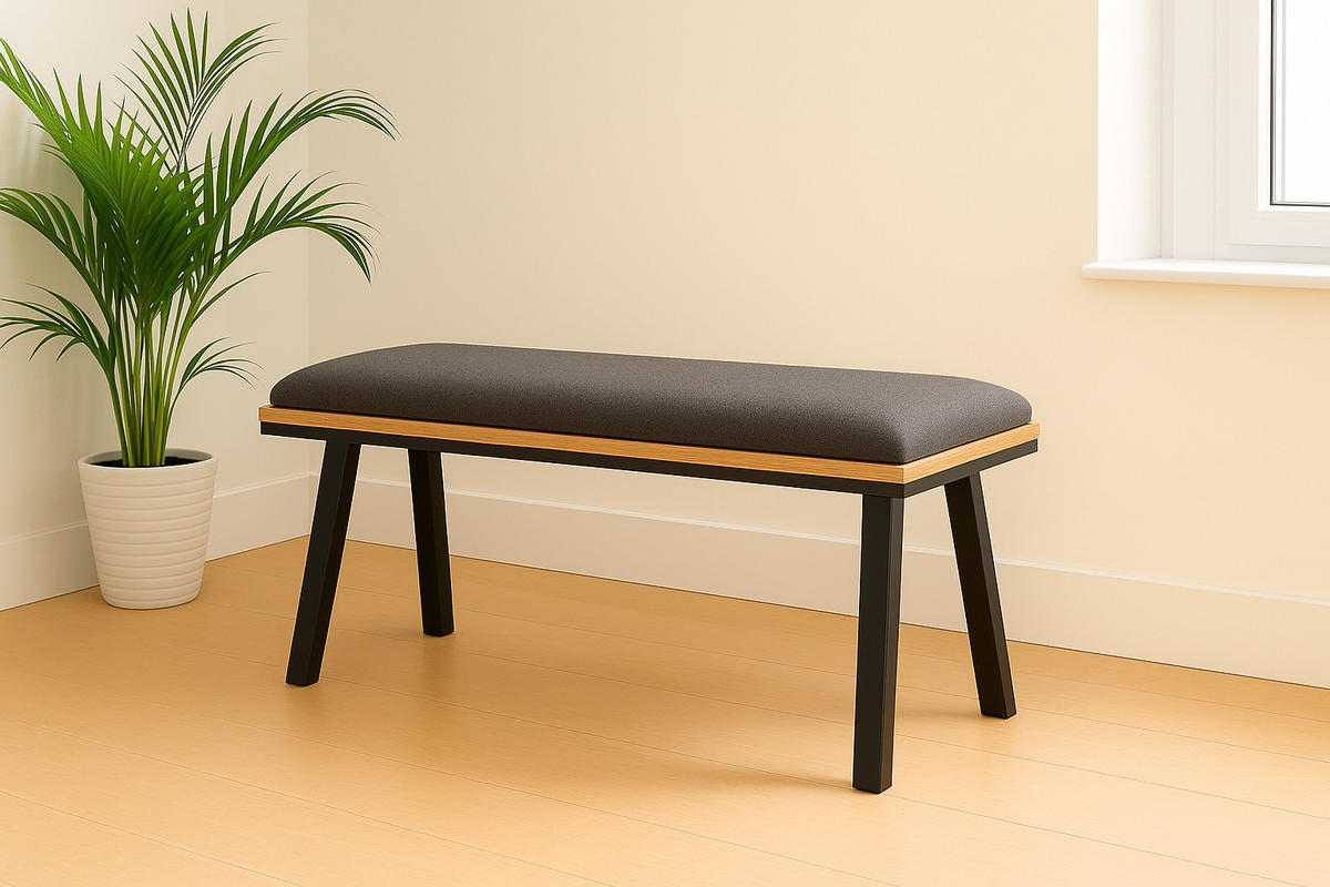 GARDEROBENBANK Die Elegante - Schwarz/Grau, Holz/Textil (45/49/125cm) - Kundler Home