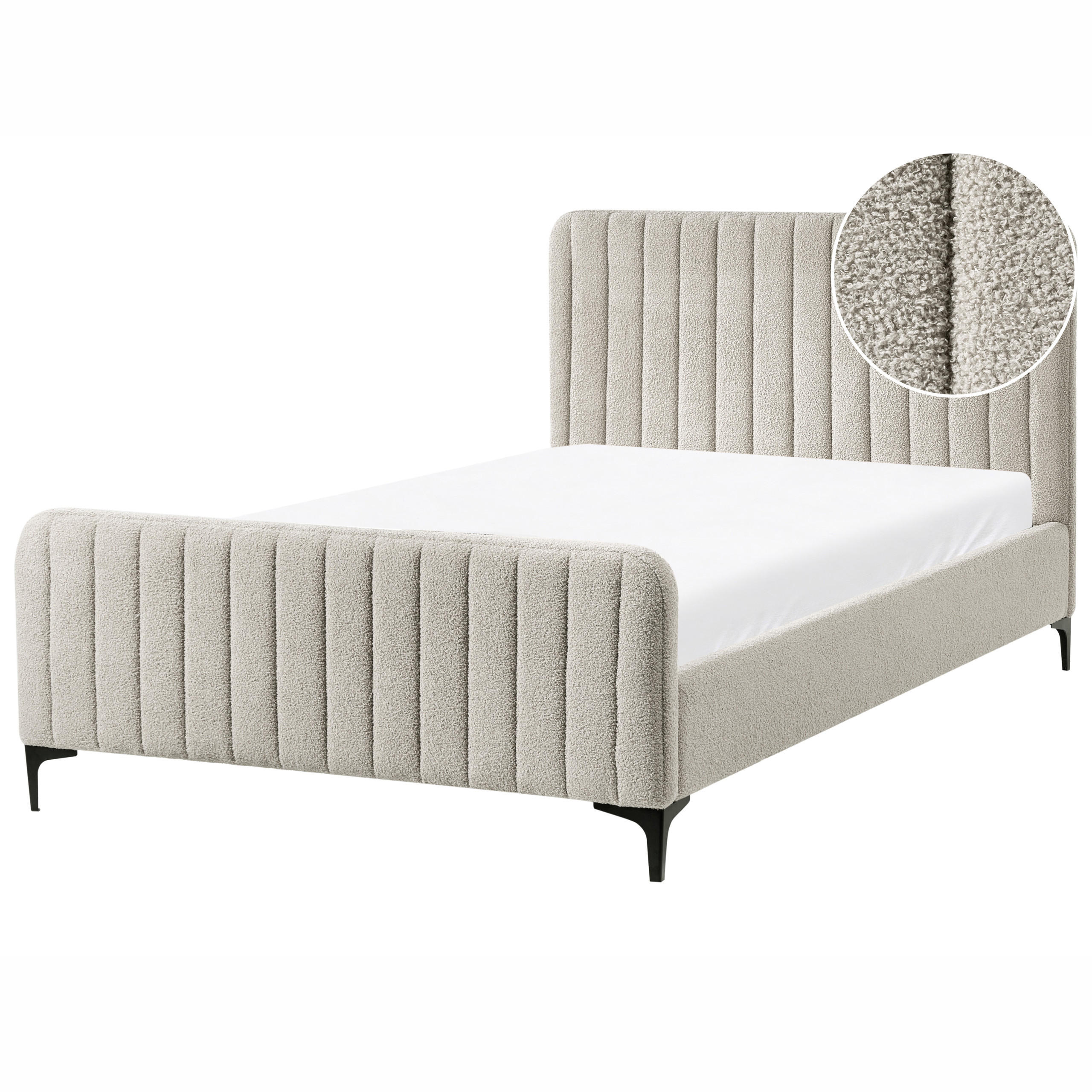 BETT mit Lattenrost 120/200 cm Beige Lunan - Beige/Schwarz, Textil (120/200cm) - Beliani