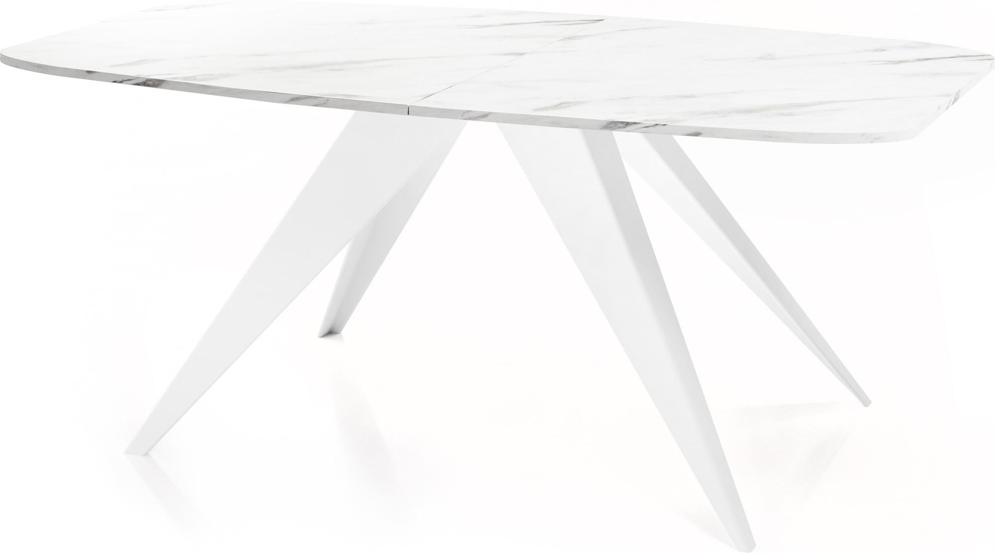 ESSTISCH Fatina rechteckig ausziehbar, Marmor Weiß 180-218/90/76 cm - Ecru/Weiß, Holzwerkstoff/Metall (180/90/76cm) - WFL GROUP