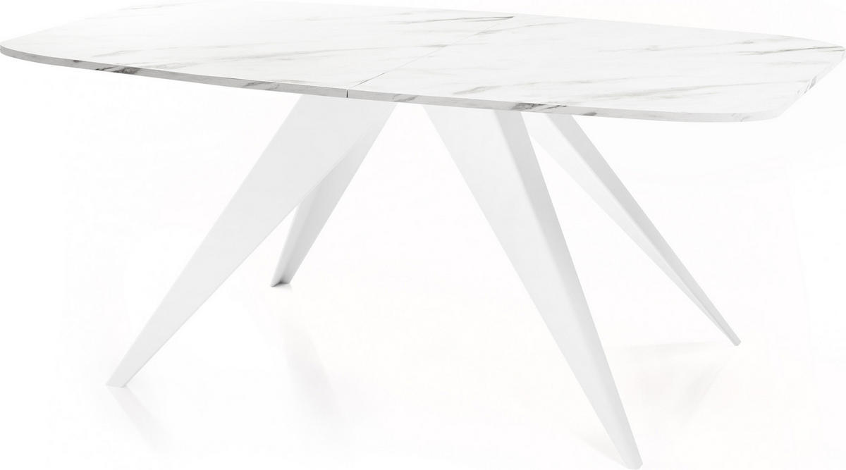 ESSTISCH Fatina rechteckig ausziehbar, Marmor Weiß 160-198/90/76 cm - Ecru/Weiß, Holzwerkstoff/Metall (160/80/76cm) - WFL GROUP