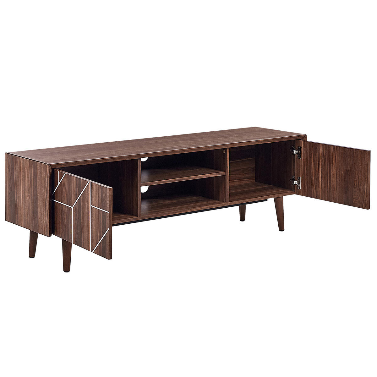 TV-MÖBEL Dunkelbraun FRANKLIN 39/150/51 cm - Dunkelbraun, Holzwerkstoff (150/51/39cm) - Beliani