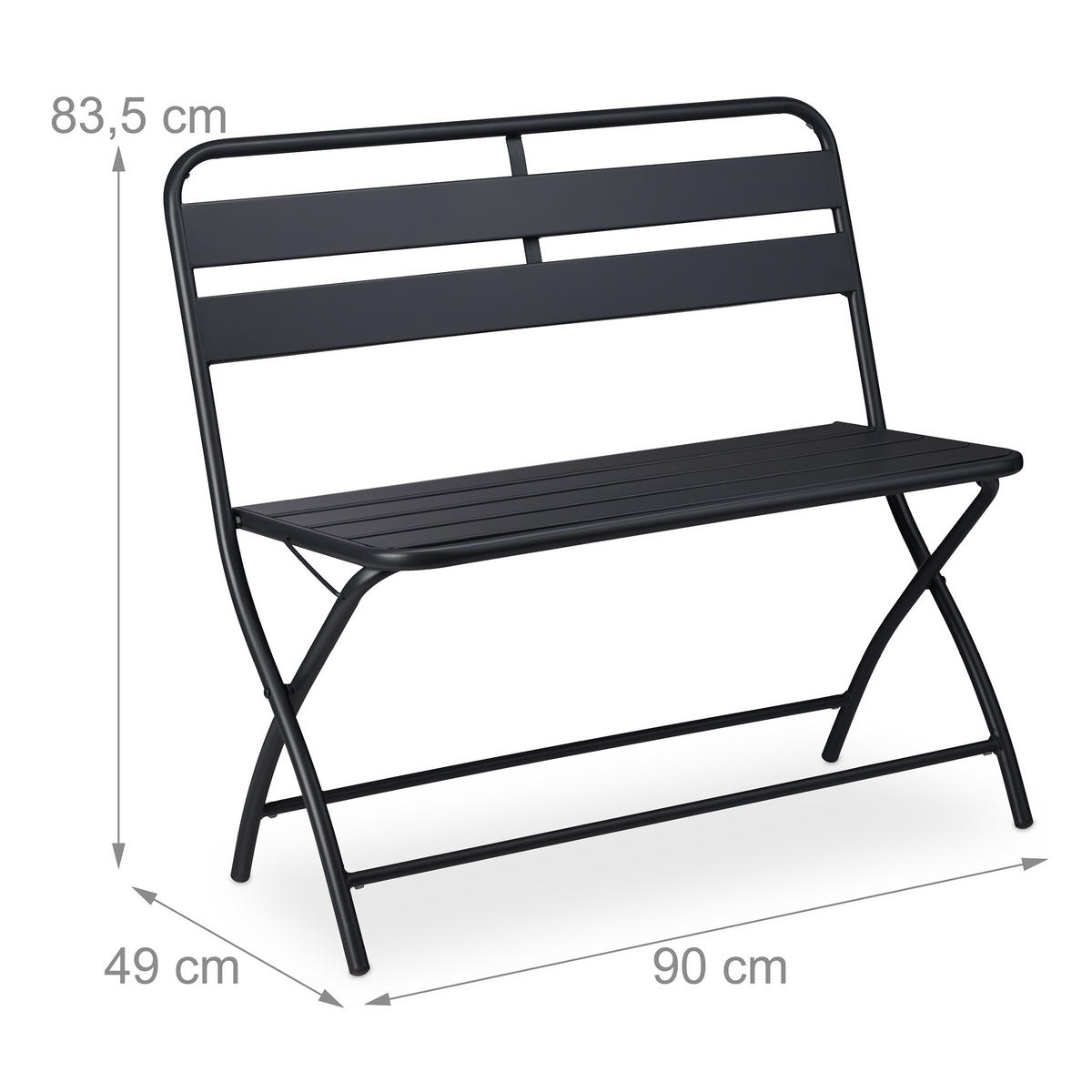 GARTENBANK - Anthrazit, Metall (90/83.5/49cm) - Relaxdays