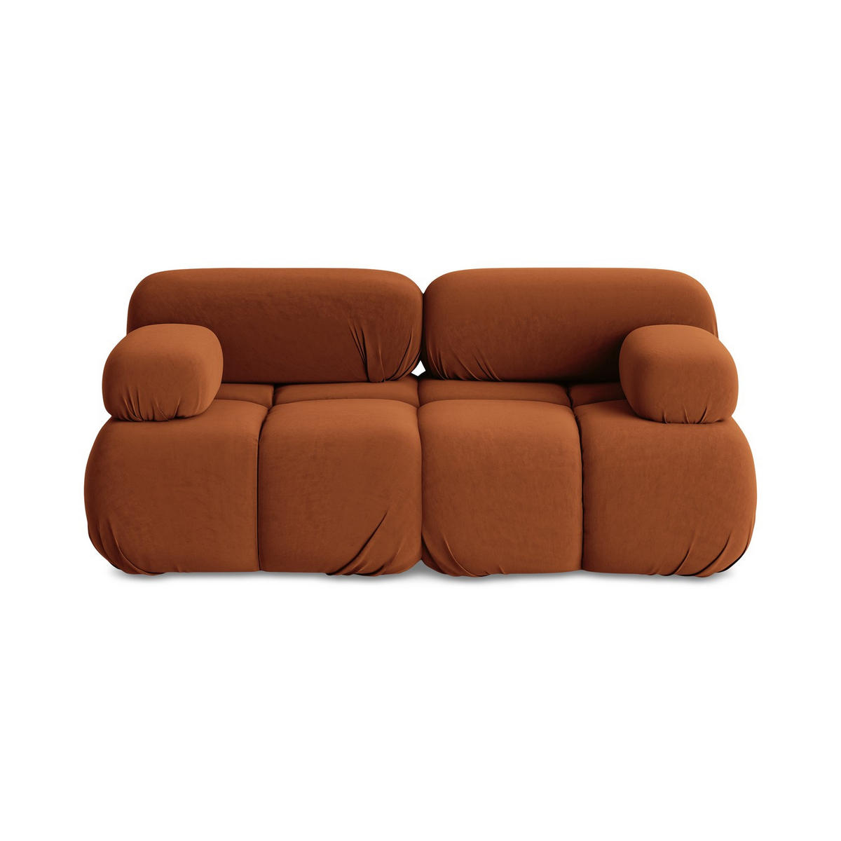 2-SITZER-SOFA Samt Stoff Orange - Beige/Terracotta, Kunststoff/Textil (190/70/96cm) - LaMiaSofa