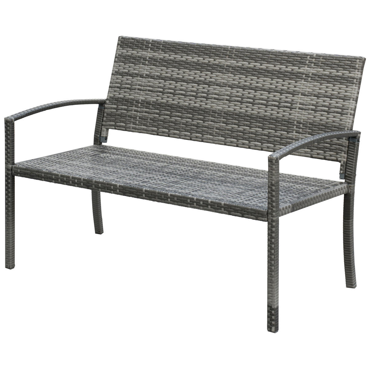 GARTENBANK DE-07566 für 2 Personen in Rattanoptik Grau - Grau, Metall (122/85/60cm) - ComfortXL