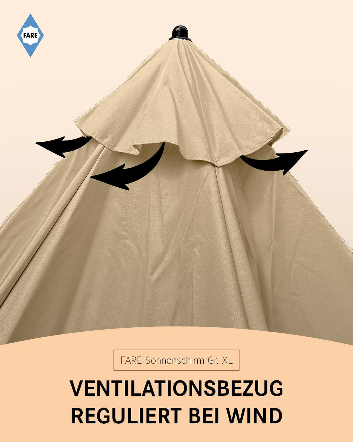 SONNENSCHIRM 235/235/144 cm - Beige, Kunststoff (235/235cm) - FARE