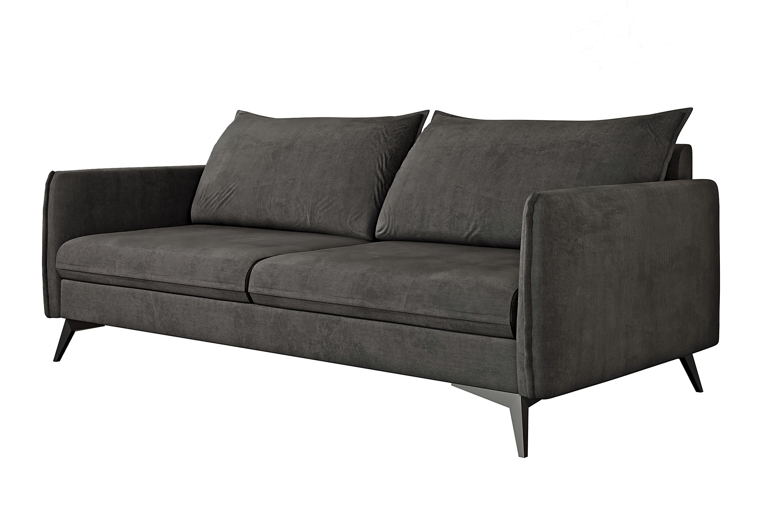 3-SITZER-SOFA Pulse Graphit Luxusmicrofaser - Graphitfarben/Schwarz, Holz/Textil (199/86/91cm) - S-Style Möbel